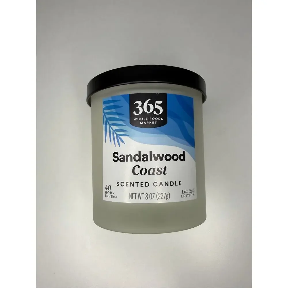 365 Whole Foods Market Sandalwood Coast Candle, Soy Wax 20 Hours Limited Edition
